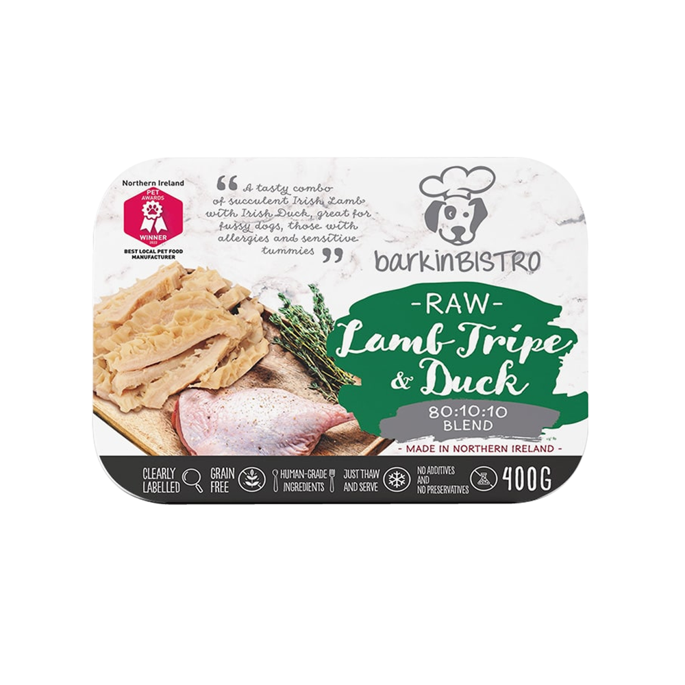 BarkinBISTRO Raw Lamb Tripe & Duck 400g