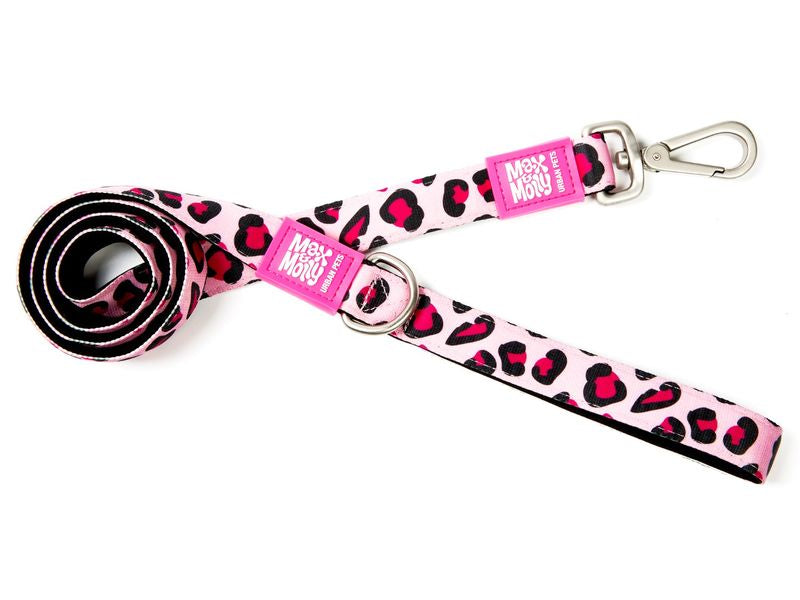Max & Molly Leopard Pink Lead Small 1.5cm x 120cm