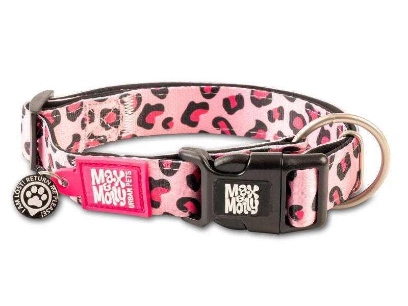 Max & Molly Leopard Pink Smart ID Collar Large