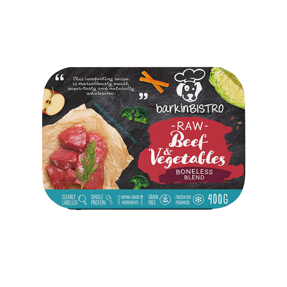 BarkinBISTRO Raw Beef & Vegatables 400g
