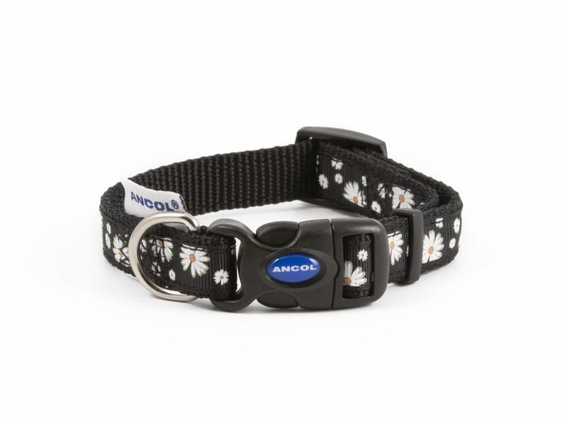 BLACK DAISY NYLON ADJ COLLAR S1-2