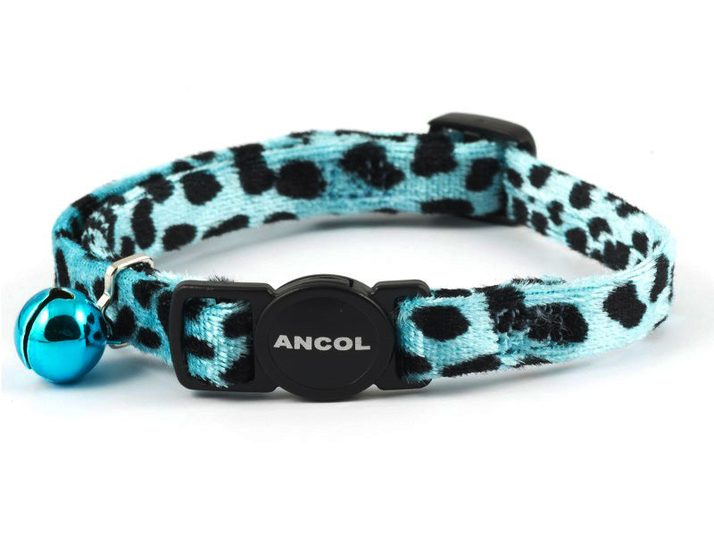 VELVET LEOPARD PRINT CATCOLLAR TURQUOISE