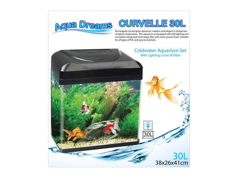 Aquadreams Curvelle Coldwater 30L Aquarium Black