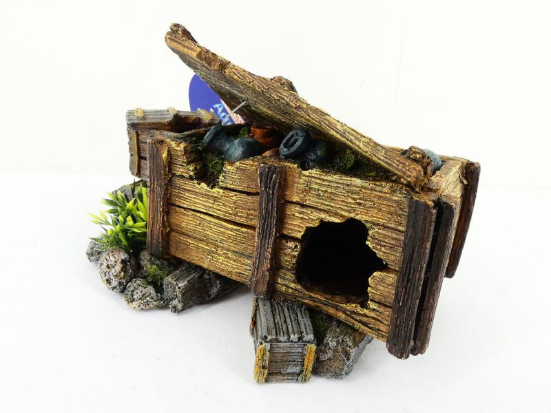 WOODEN CRATE WITH PLANTS 167MM