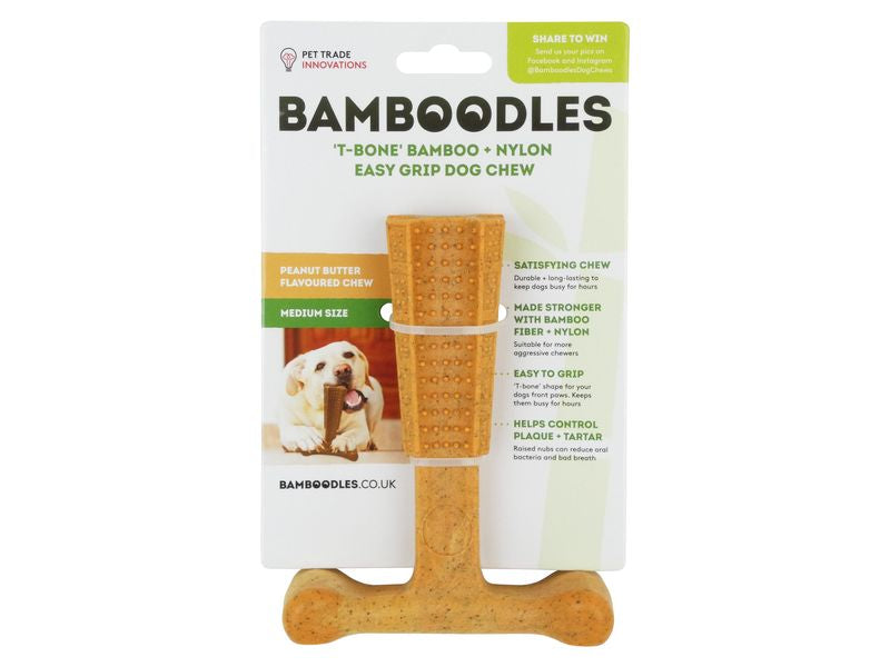 Bamboodles T-Bone Chew Medium Peanutbutter 6"