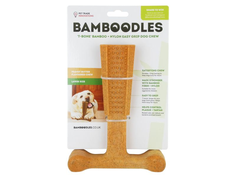 Bamboodles T-Bone Chew Large Peanutbutter 7"