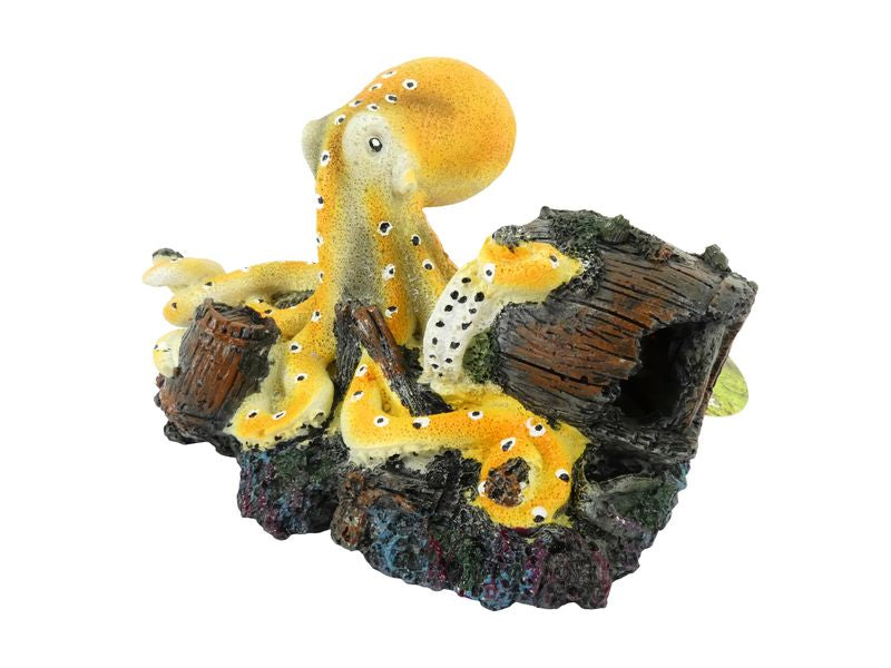 YELLOW OCTOPUS ON BOAT 15CM