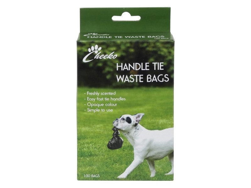 CHEEKO POOP WASTE BAG TIE HANDLES X 100