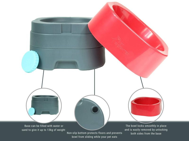 PET WEIGHTER RED/GREY BOWL LARGE 2LT