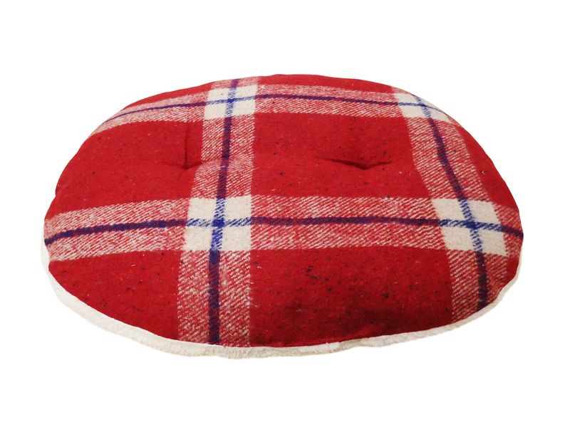 Red Tartan Wool & Sherpa Cushion 70cm