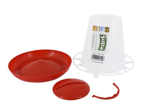RED & WHITE POULTRY FEEDER 1KG