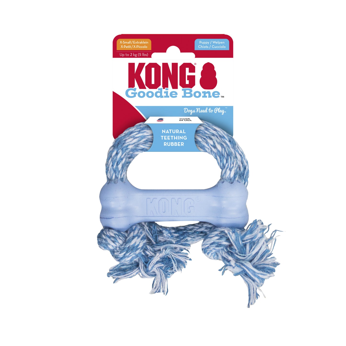 KONG Puppy Goodie Bone with Rope Assorted XS