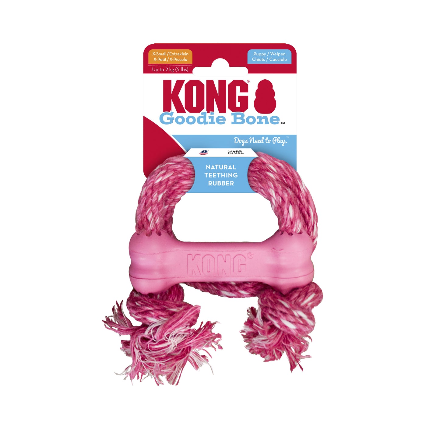 KONG Puppy Goodie Bone with Rope Assorted XS