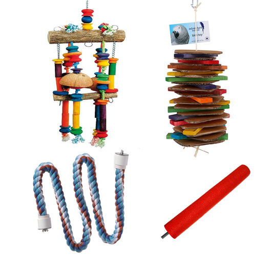 Large Parrot Toy Bundle