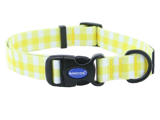 Soho Yellow Check Nylon Adjustable Collar S5.9