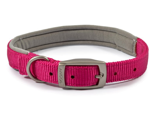 Viva Padded Nylon Collar Raspberry 20" S5