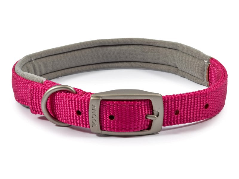 Viva Padded Nylon Collar Raspberry 18" S4