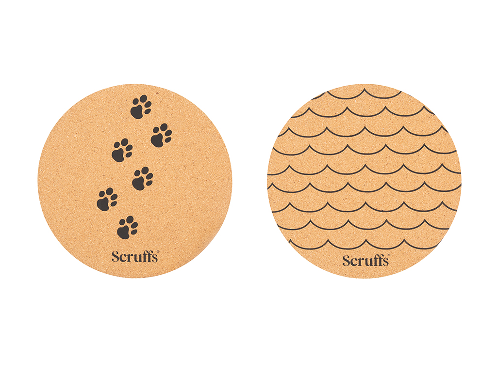 Scruffs 25cm Cork Mat Wave & Paw 2pk