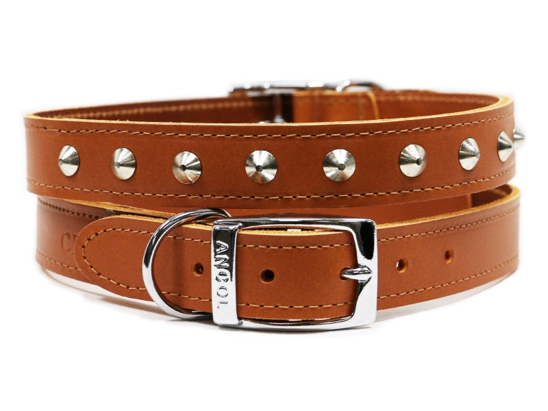 Sewn Studded Collar Tan S2
