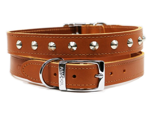 Sewn Studded Collar Tan S2