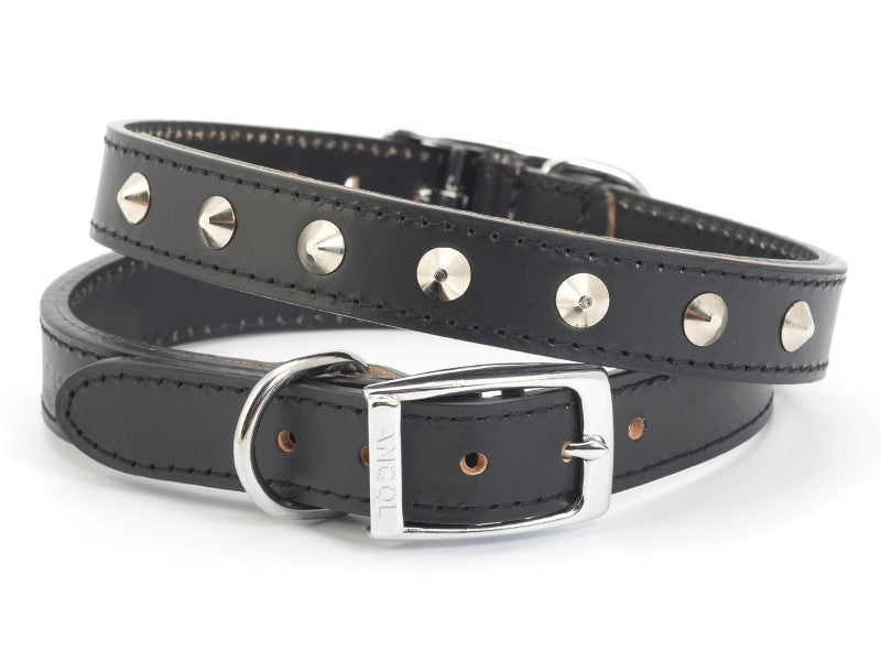 Sewn Studded Collar Black S2