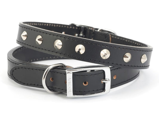 Sewn Studded Collar Black S2