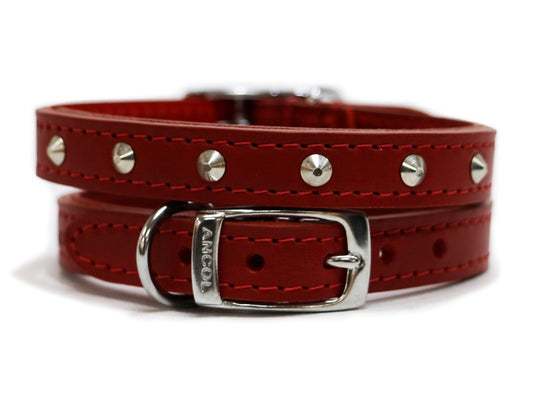 Sewn Studded Collar Red S2