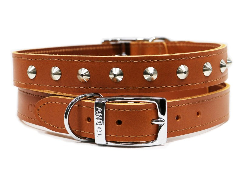 Sewn Studded Collar Tan S3