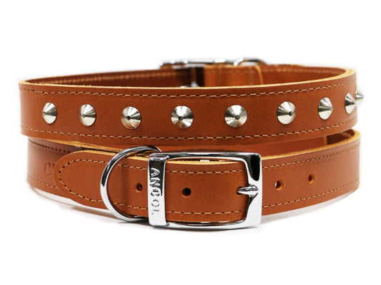 Sewn Studded Collar Tan S3