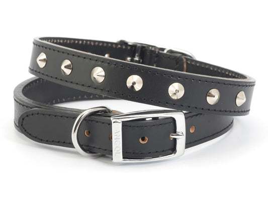 Sewn Studded Collar Black S3