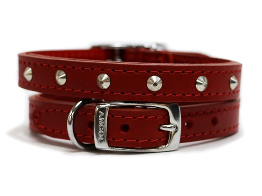 Sewn Studded Collar Red S3