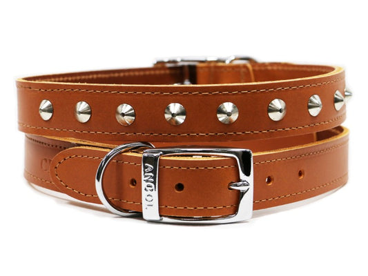 Sewn Studded Collar Tan S4