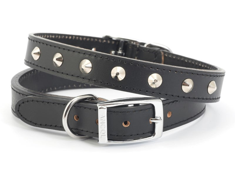 Sewn Studded Collar Black S4