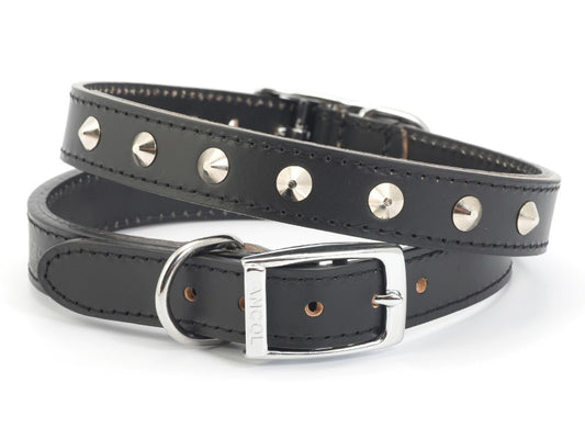 Sewn Studded Collar Black S4