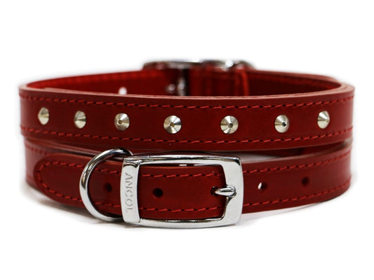 Sewn Studded Collar Red S4