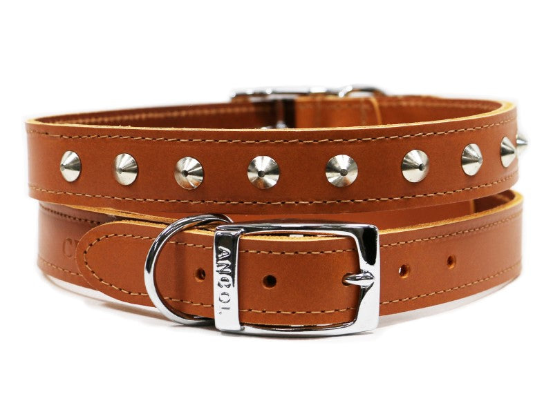Sewn Studded Collar Tan S5