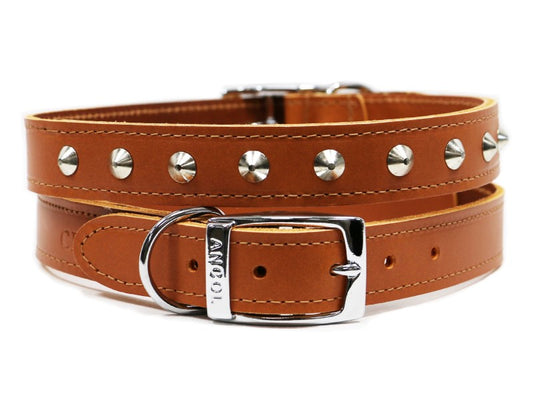 Sewn Studded Collar Tan S5