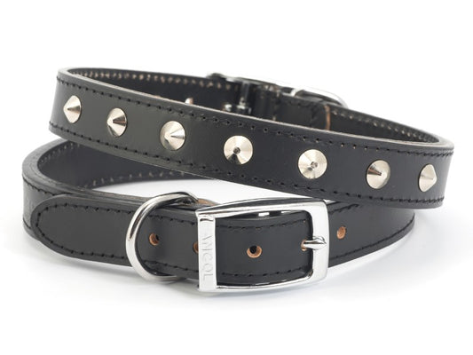 Sewn Studded Collar Black S5