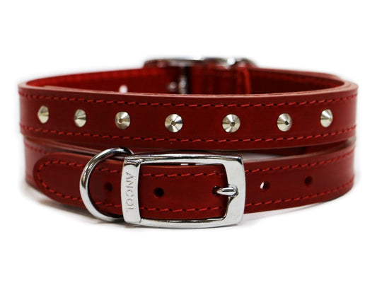 Sewn Studded Collar Red S5