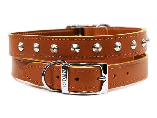 Sewn Studded Collar Tan S6