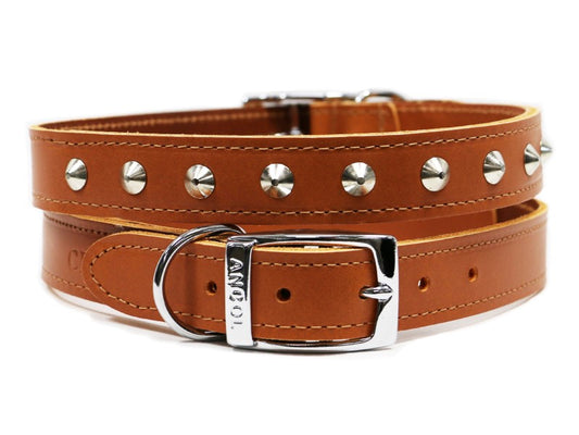 Sewn Studded Collar Tan S7