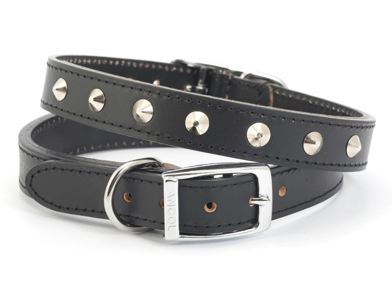Sewn Studded Collar Black S7