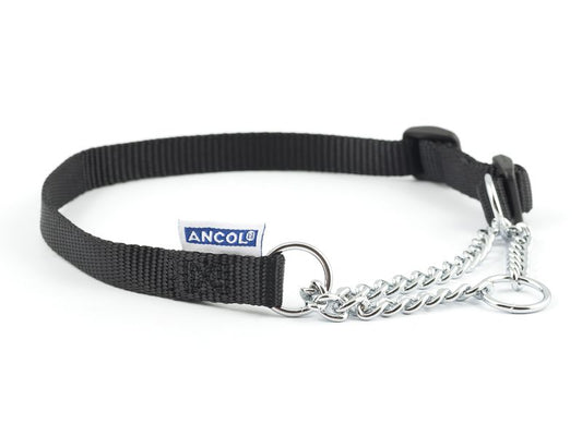 Nylon Check Chain Collar Black 45-60cm