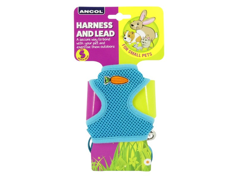SMALL ANIMAL MESH HARNESS&LEAD SML TEAL