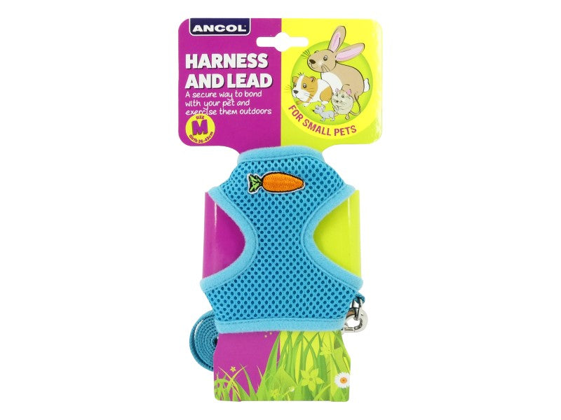 SMALL ANIMAL MESH HARNESS&LEAD MED TEAL