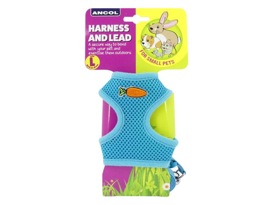 SMALL ANIMAL MESH HARNESS&LEAD LRG TEAL