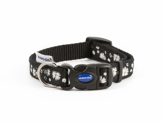 BLACK DAISY NYLON ADJ COLLAR S1-2