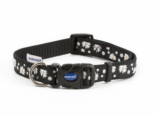 BLACK DAISY NYLON ADJ COLLAR S2-5