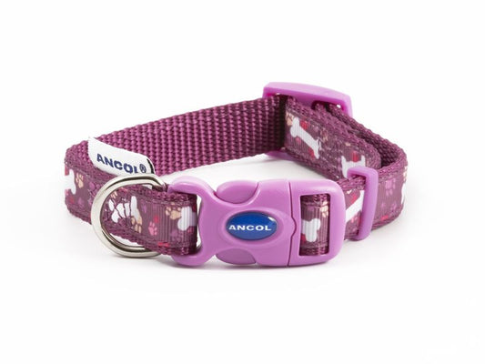 Purple Bone Dot Adjustable Collar S1-2