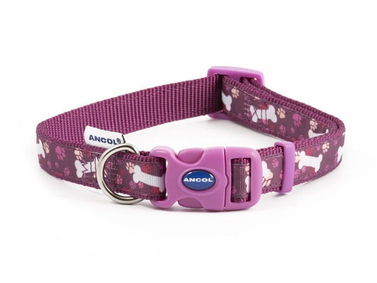 Purple Bone Dot Adjustable Collar S2-5